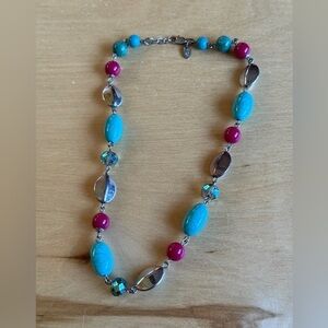 M&S Turquoise and Pink Beaded Necklace